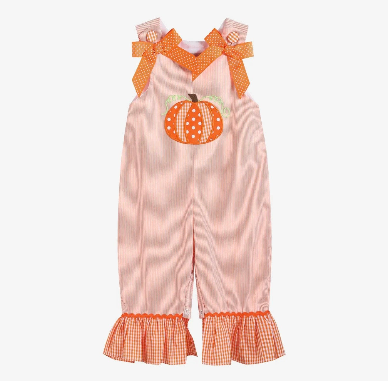 Orange Pinstripe Pumpkin & Bows Playsuit