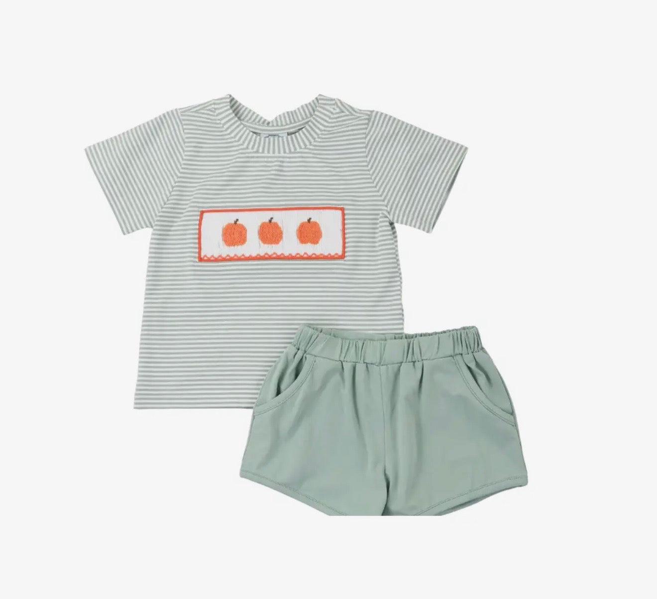 Smocked Pumpkin Boy Short Set