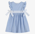 Light Blue Gingham Ruffle Bow Dress