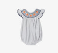 Navy Smocked Pumpkin Girl Bubble