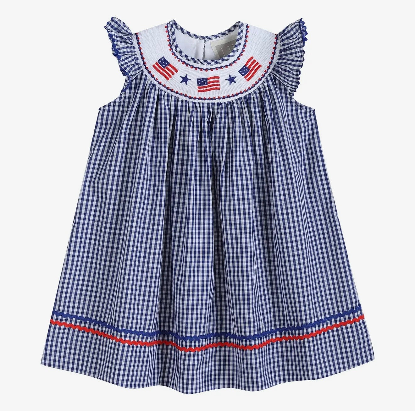 Royal Blue American Flag Smocked Dress