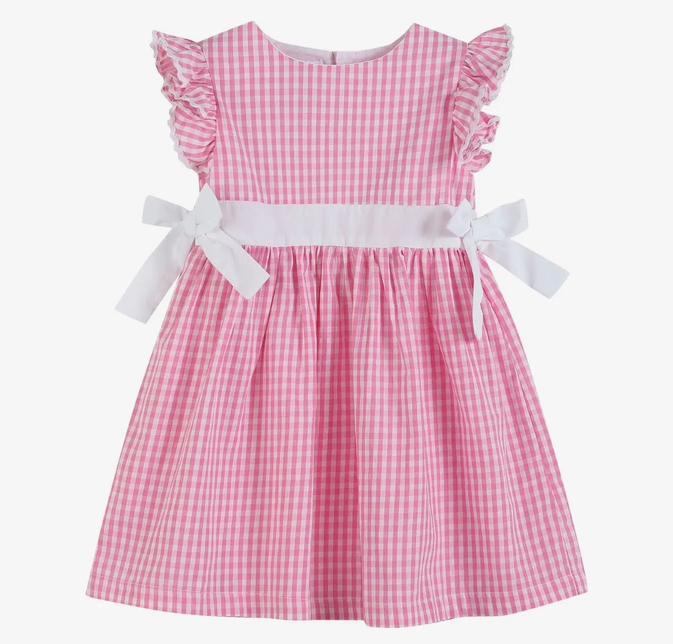 Light Pink Gingham Ruffle Bow Dress
