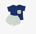 Sage Gingham & Navy Pumpkin Short Set