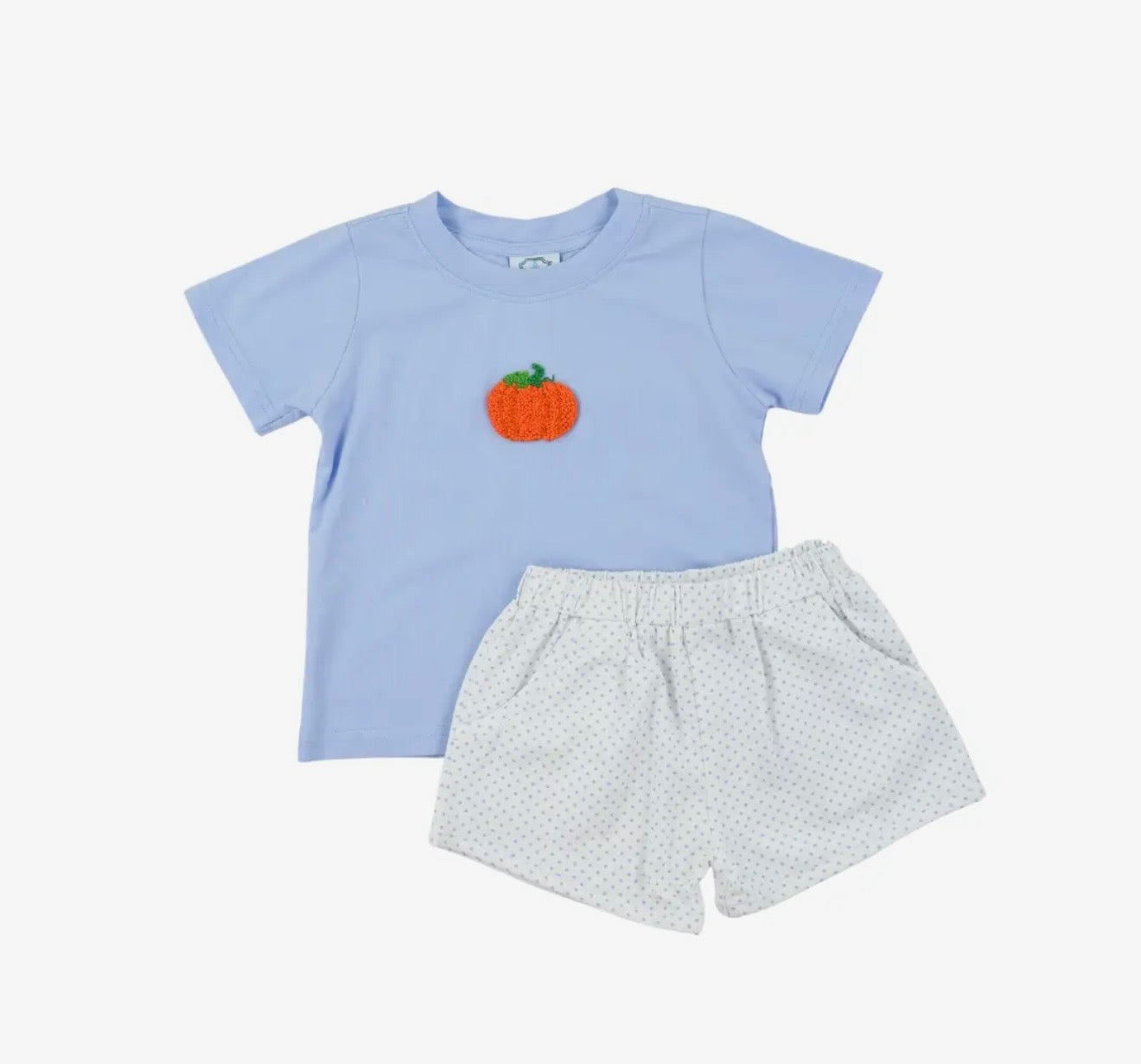 French Knot Pumpkin Boy Short Set