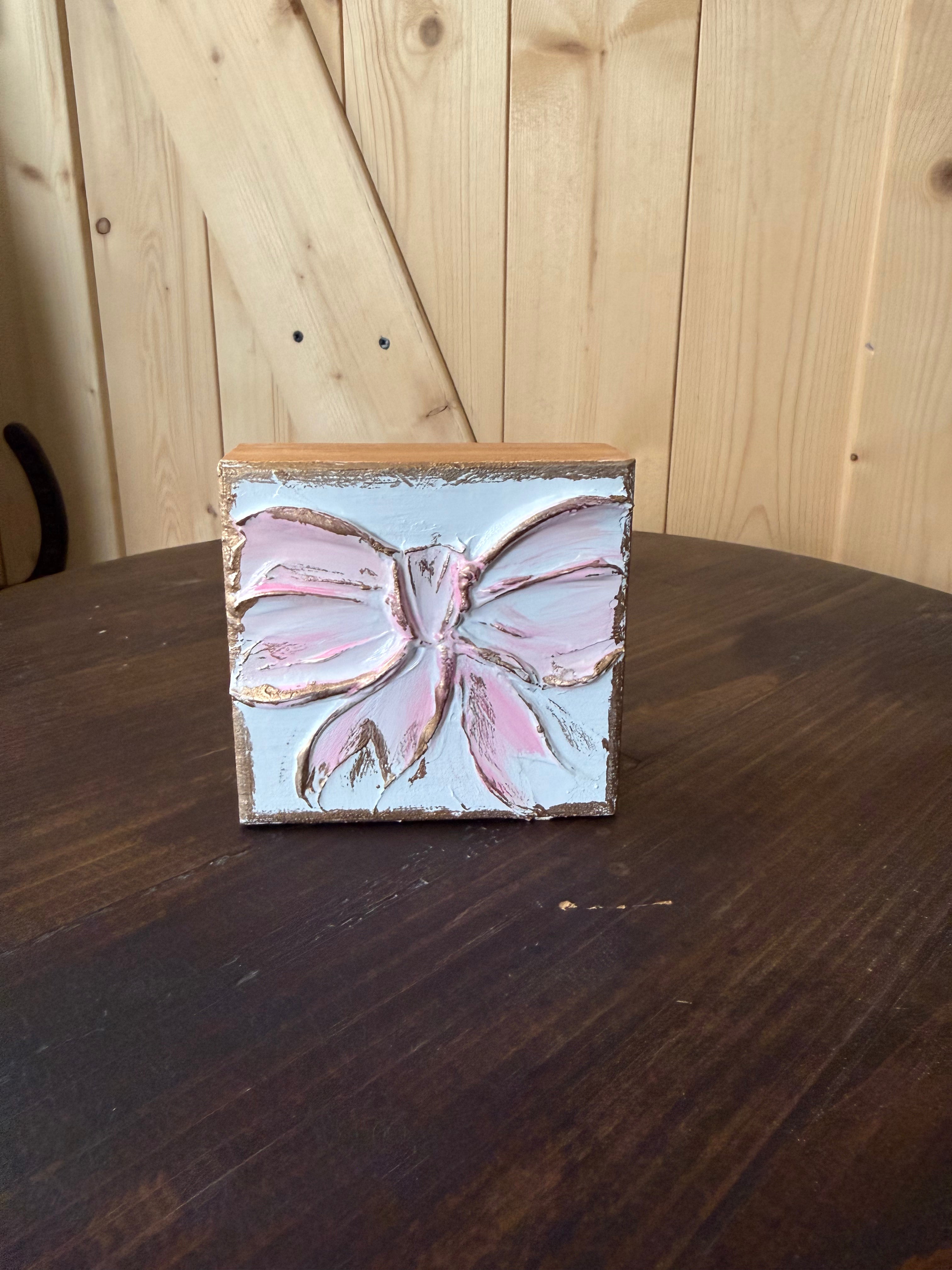 Pink Bow Mini Block 3x3